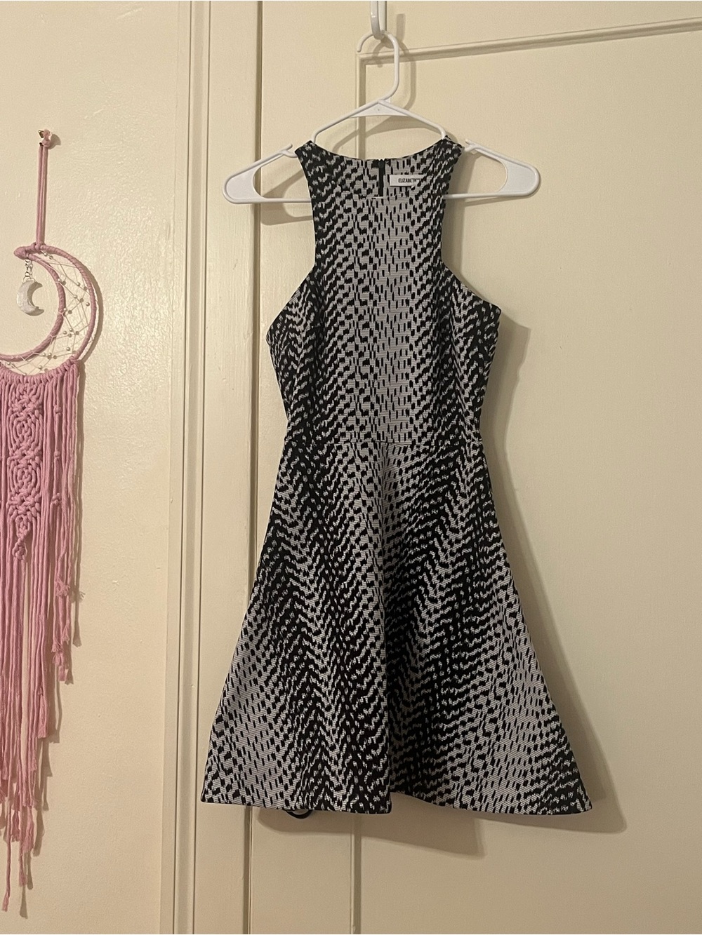 Elizabeth and James Black & White Sleeveless Fit-and-Flare Mini Dress
